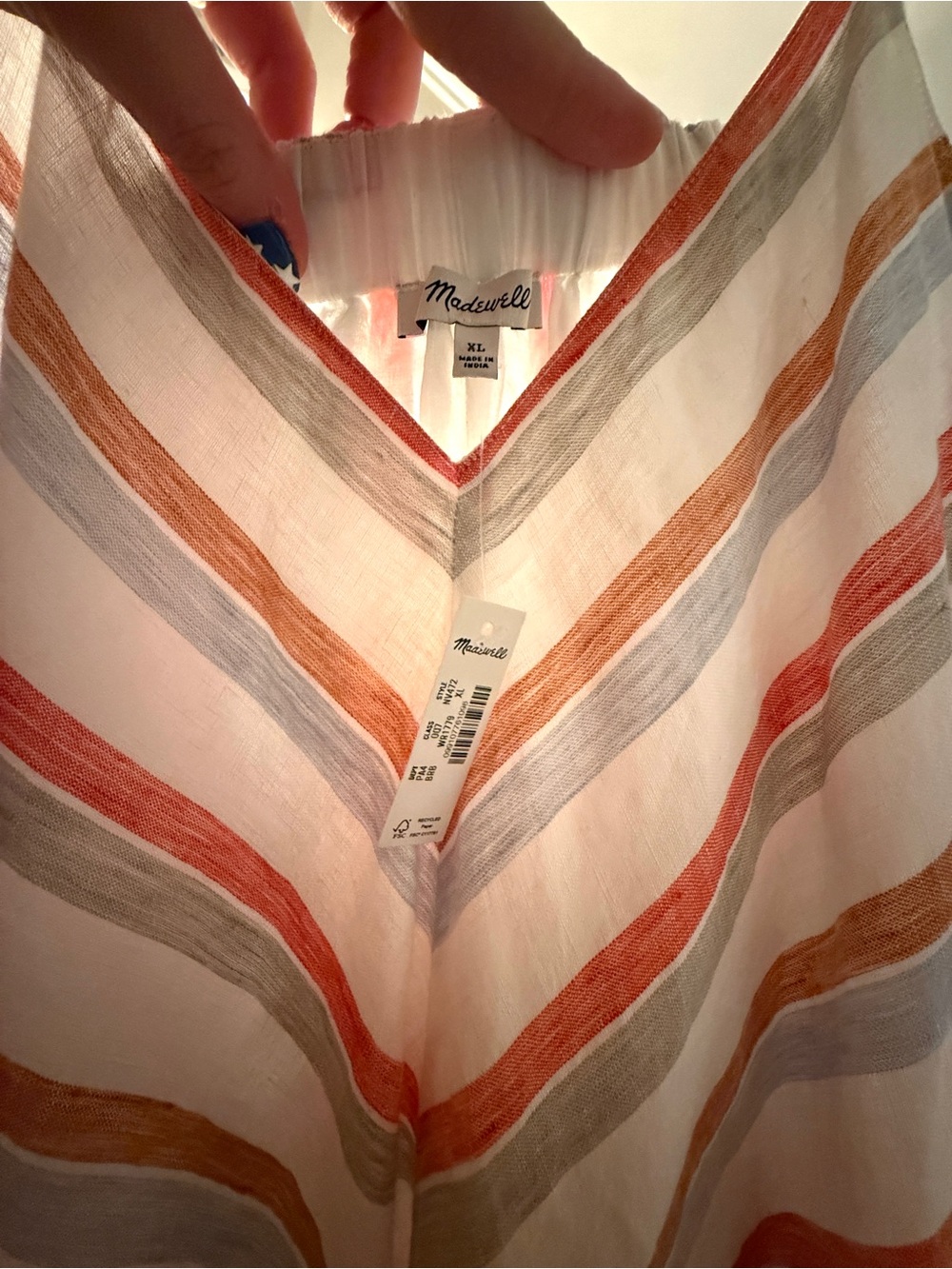 Madewell Striped Linen Midi Dress XL New with tags - Picture 3 of 4